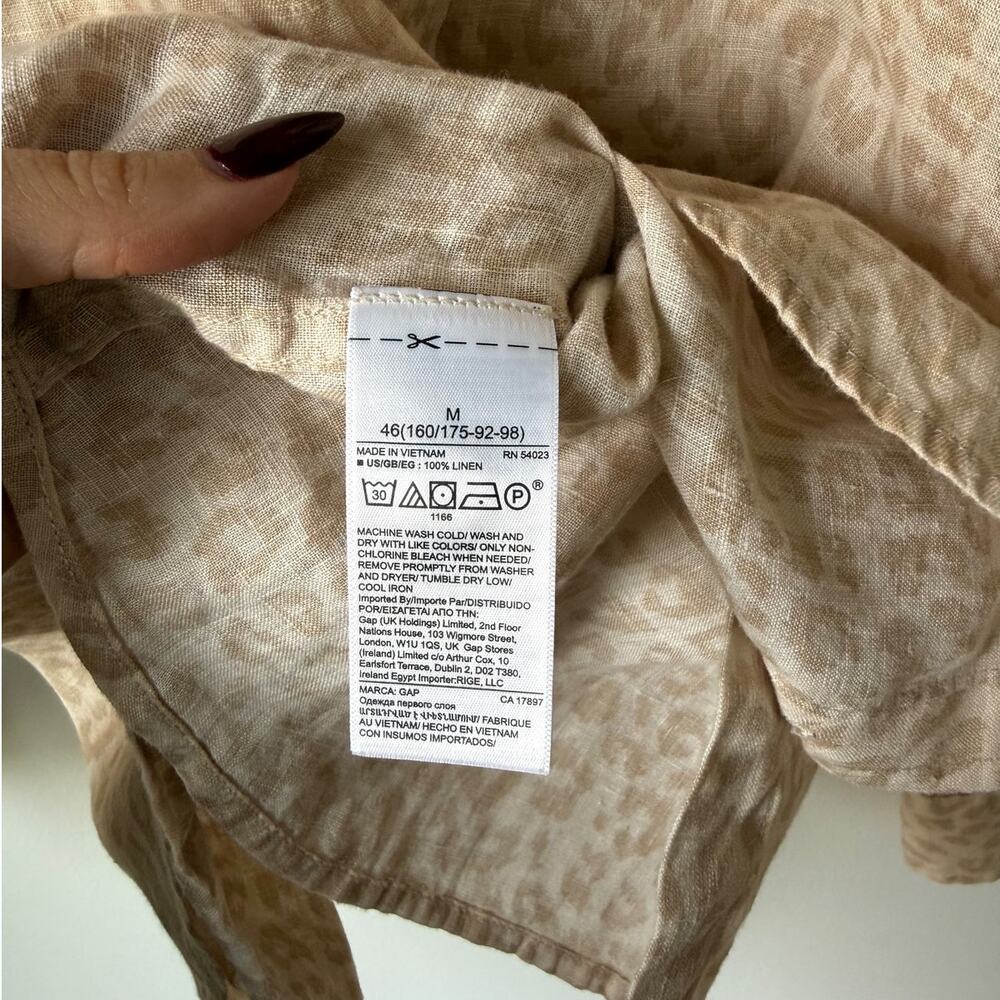Gap 100% Linen Button Down Leopard Print Boyfrien… - image 5